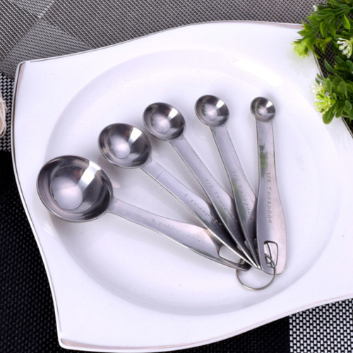 Cross-border 304 stainless steel graduated measuring cup and measuring spoon five-piece set milk powder coffee spoon baking measuring spoon set