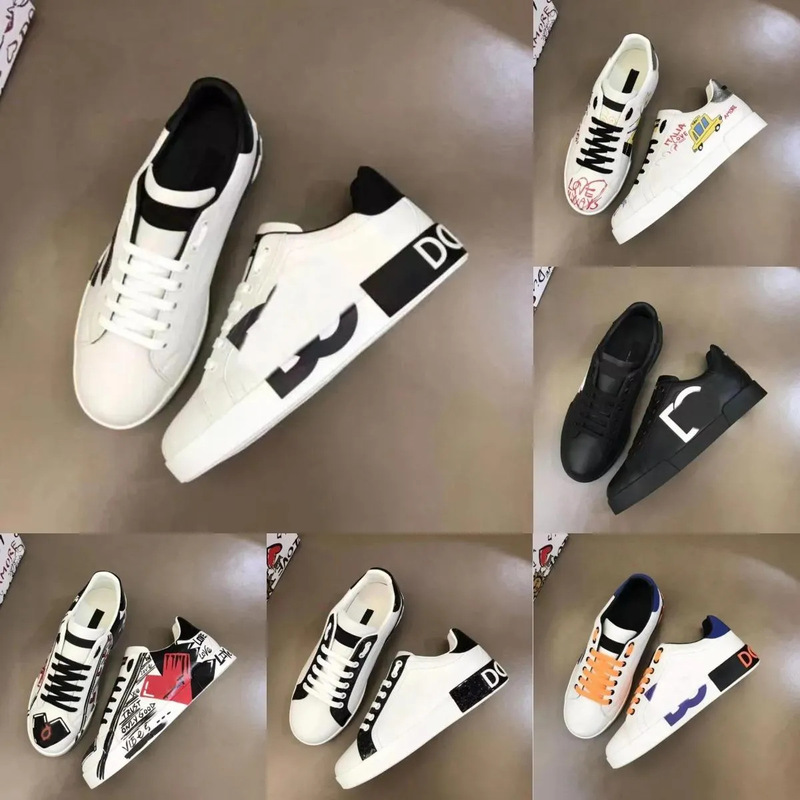 In-Stock D&G New Women's Shoes Graffiti Quality Assurance Women's Sneakers Versatile Trendy Shoes White Casual Shoes