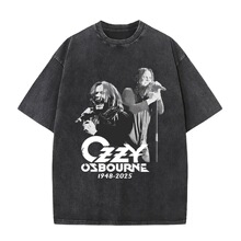Black Sabbath Ozzy Osbourne Washed Vintage T-shirt Men Retro