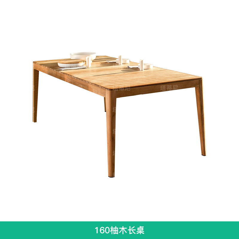 Mesa y sillas de comedor de teca para ocio al aire libre, sillas de ratán de diseño para balcón, muebles nórdicos para jardín y patio al aire libre. image 9