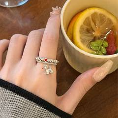 冷淡風氣球狗彩色雙層戒指女小眾設計感愛心指環甜酷風可愛配飾潮