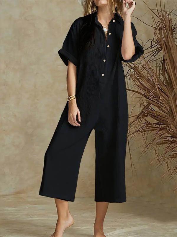 W 10657 Wide-Leg Casual Jumpsuit Loose Wide-Leg Jumpsuit