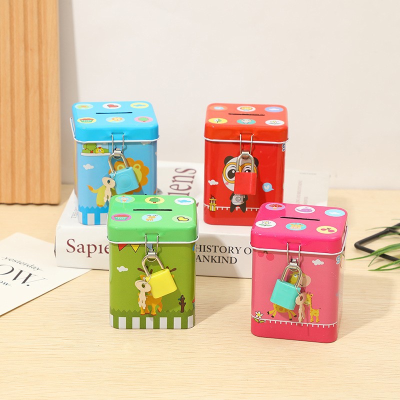 铁质存钱罐男生礼物女生礼品马口铁储蓄罐铁艺礼盒儿童玩具批地摊