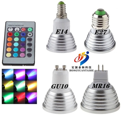 LED colorful remote control RGB spotlight color changing 3W lamp cup E27 color bulb remote control color adjustable stage light
