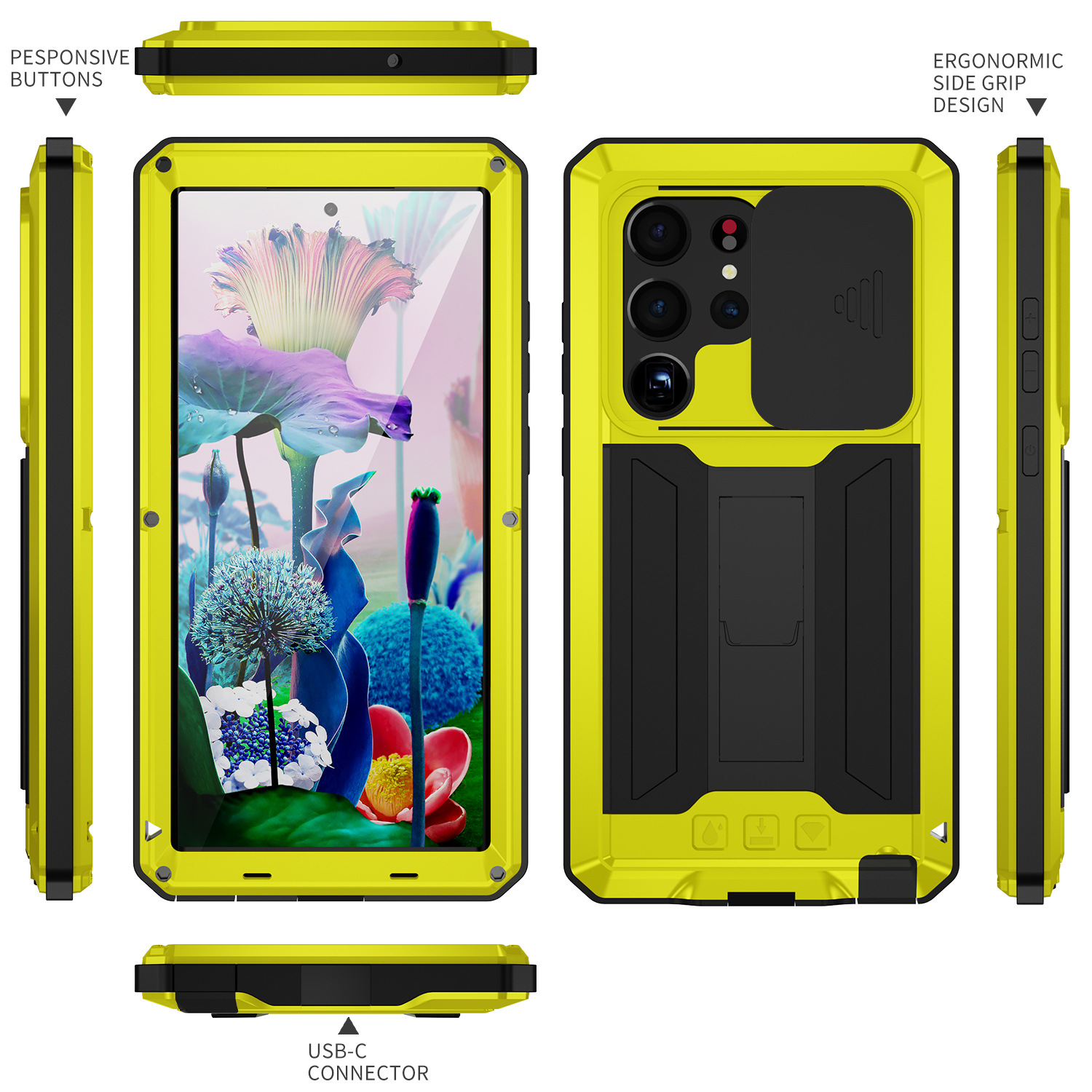 Adecuado para Samsung s24U soporte S25Ultra funda para teléfono anti-caída s23U funda protectora de silicona con todo incluido estilo explosivo transfronterizo