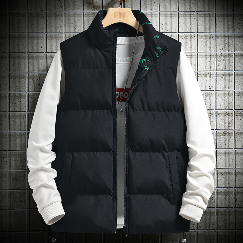 Chaleco de algodón de doble cara para hombre Otoño e Invierno engrosado collar de soporte de moda chaleco cálido chaleco exterior chaleco al por mayor