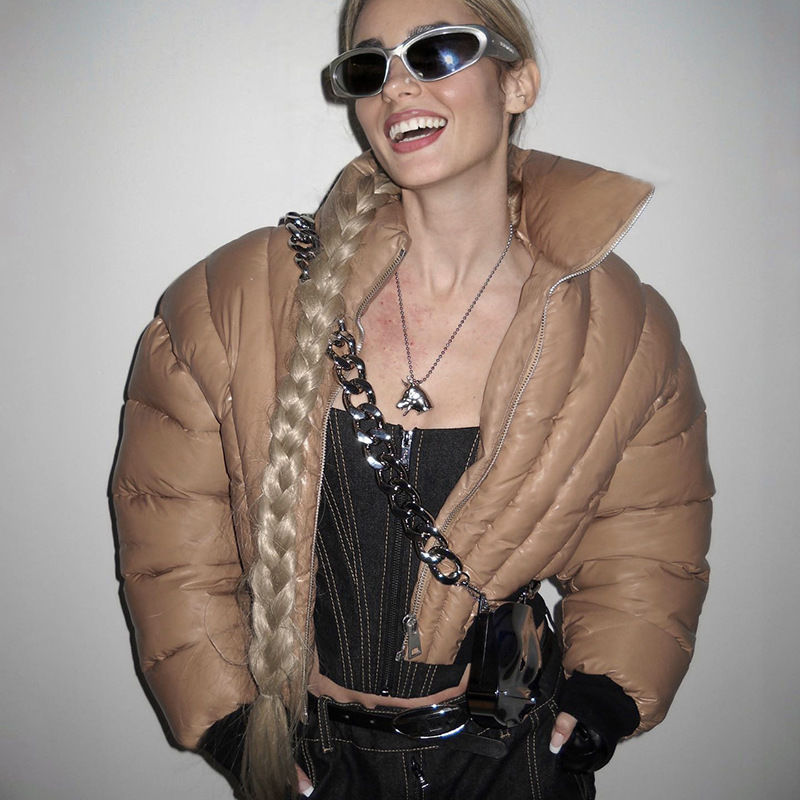 欧美时尚经典女装气质辣妹露腰新品秋冬棉服简约上衣外套网红款黑