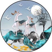 工厂直销简约现代装饰画客厅餐厅圆形壁画玄关网红墙贴自粘画