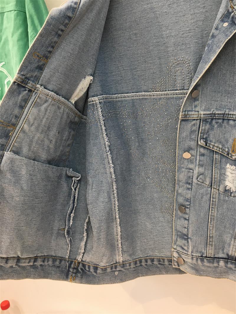 Frauen Kleidung herbst neue perlen denim jacke lose perlen stickerei kurze top jacke weibliche trend_voghion.com