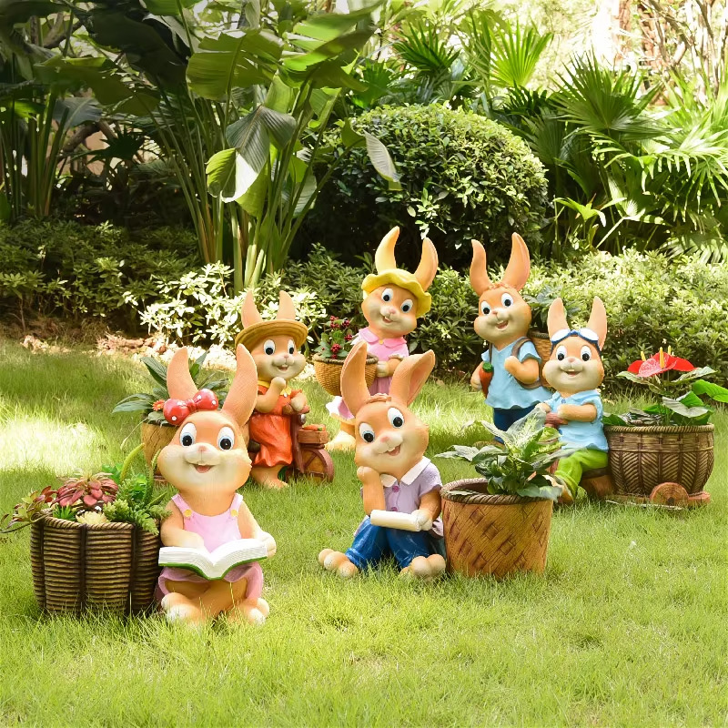 工場直販 ガーデン 庭園 クリエイティブ レジン工芸 漫画風彫刻 多肉植物装飾 庭園芸 ウサギの置物|undefined