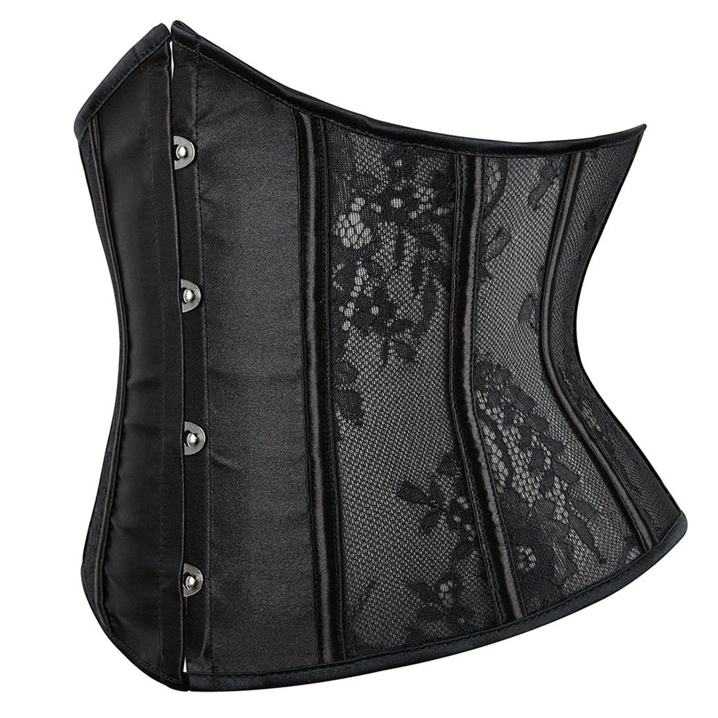 Waist cincher (women) short waist belt, lace breathable shapewear, black, sizes S–6XL