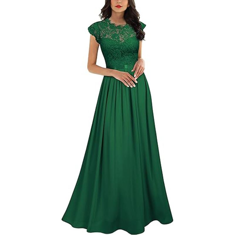 Foreign Trade Dress 2026 Spring/Summer Chiffon Lace Women's Beach Dress Holiday Bridesmaid Evening Dress Long Ball Gown
