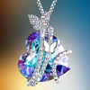 Crystal heart shaped, marine necklace, pendant