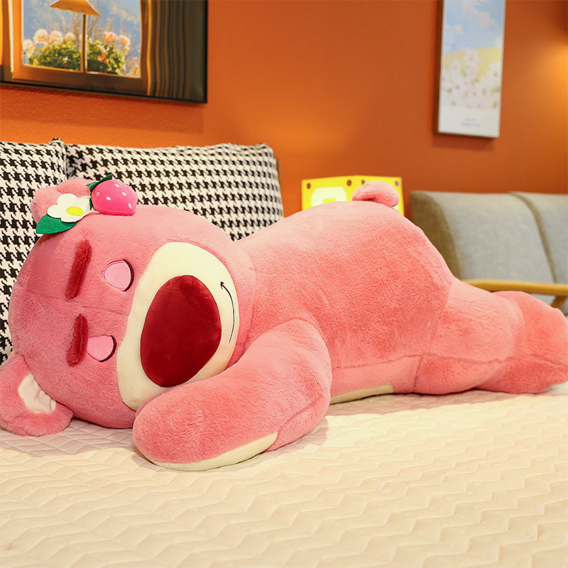 Lie Strawberry Bear Pillow Plush Toy Lie Lie Lie Bear Doll Strawberry Fragrance Doll Birthday Gift Flower Shop Wholesale