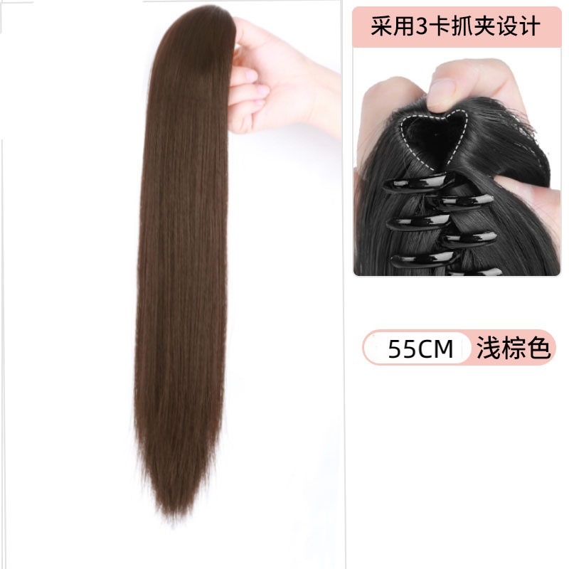 Grab clip straight ponytail [light brown]]
