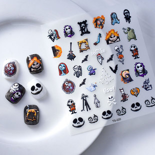 Japanese Style Party Dress Up New 5d Nail Sticker Waterproof Christmas Cry Skeleton Jack Prince Nail Art Patch Embossed
