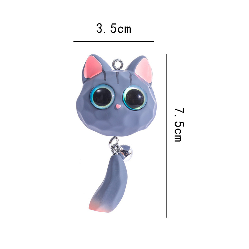 漫画大きな目の猫尾樹脂立体人形かわいい子猫カチューシャベルキーホルダーアクセサリー|undefined