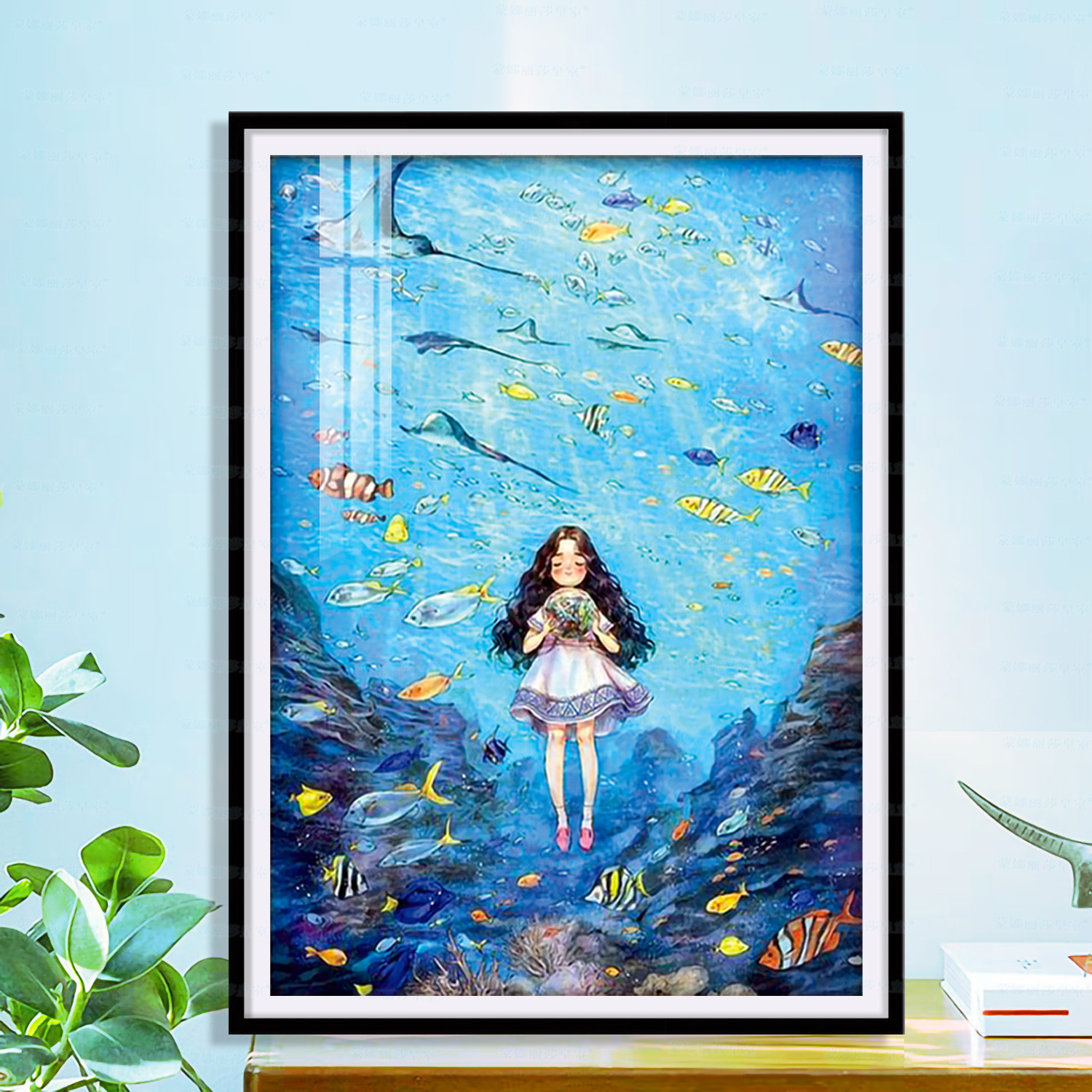 Mona Lisa Royal Cross Stitch World Underwater Girl One Cross Stitch Piezas pequeñas Dibujos animados Sala de estar Pintura decorativa