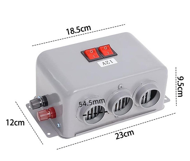 Car heater, 12V/24V universal, high-power, with three air outlets, for defrosting, defogging, and rapid heating