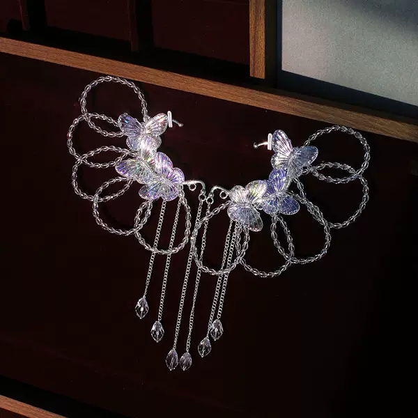 Original Design Niche High-end Ear Accessories Bride Photography Accessories Handmade Ear-free Tassel Butterfly Ear Hanging