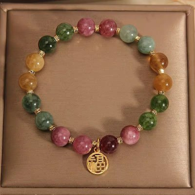 S325-colored tourmaline gold lucky bracelet #sz1517