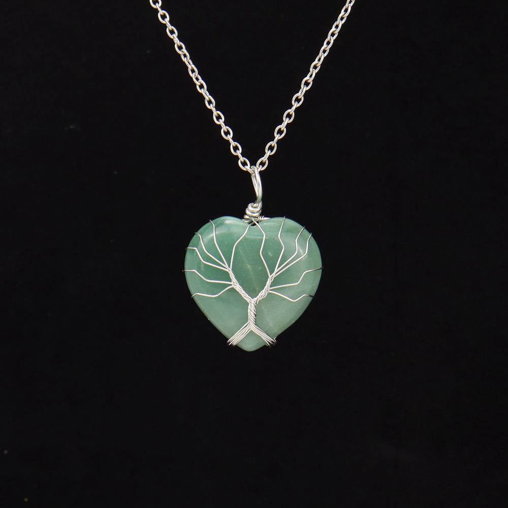 Retro Heart Shape natural stone Copper Plating Pendant Necklace 1 Piece