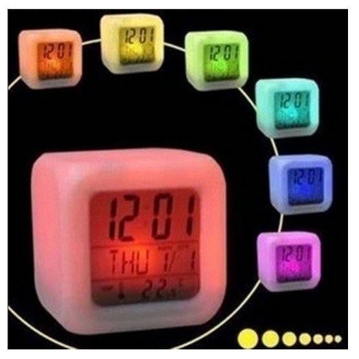 Reloj despertador LED multicolor, calendario perpetuo, reloj electrónico con cambio de color