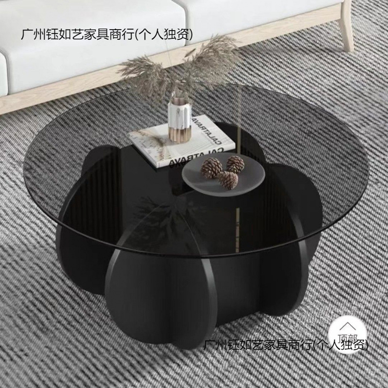 极简玻璃茶几轻奢现代茶几客厅家用小户型圆形网红ins 阳台小桌子|undefined