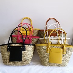 新款三菱草斜編包 水草單肩手提草編包 女士休閒沙灘包 休閒包