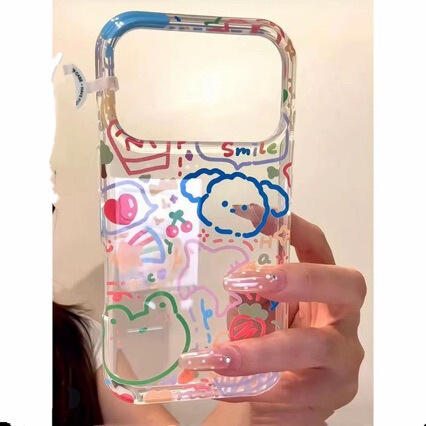 Healing Colorful Painting Lines Puppy Bear Suitable for Iphone17Promax Apple 16 Mobile Phone Protective Case Healing Colorful Painting Lines Puppy Bear Suitable for Iphone17Promax Apple 16 Mobile Phone Protective Case