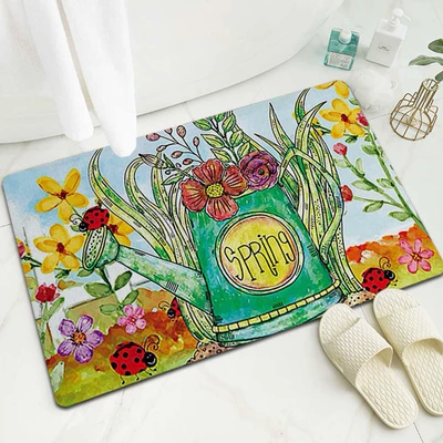 Avtomobil döşəmə paspasları — Non-Slip Mat for Toilet Entrance, Exclusively - a-hundred-flowers-bloom-4060cm-upgraded-version-of-diatom-mud
