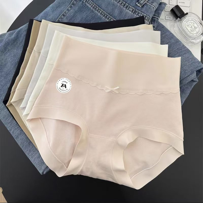 7A Antibacterial High-Waisted Pure Cotton Underwear for Women, Large Size, Tummy Control, Butt Lift, Seamless, Comfortable, Full Cotton Crotch, Girls' Briefs