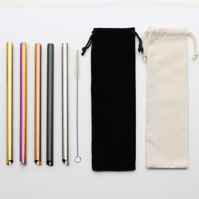 彩色304不锈钢斜口吸管 创意5只袋装奶茶果汁饮料吸管 可定制LOGO|ru