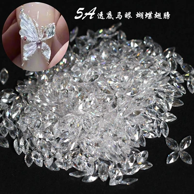 Explosions manicure high quality transparent horse eye butterfly wings frozen zircon DIY decorations jewelry wholesale