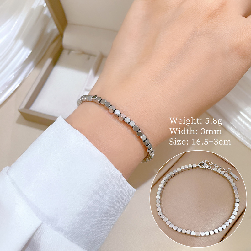Minimalist Retro Box Chain Bracelet For Women Silver Tone Stylish_voghion.com