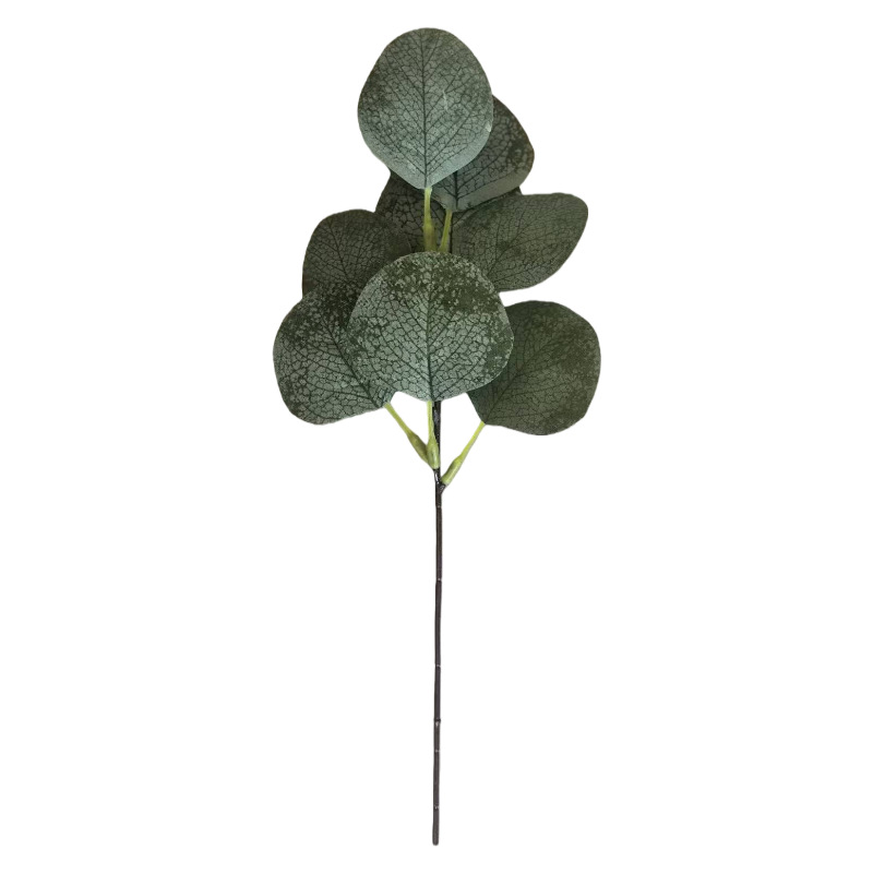Simulación transfronteriza de plantas verdes, hojas de dinero, plantas artificiales, hojas de eucalia, adornos de hojas, decoración de plantas verdes falsas al por mayor.