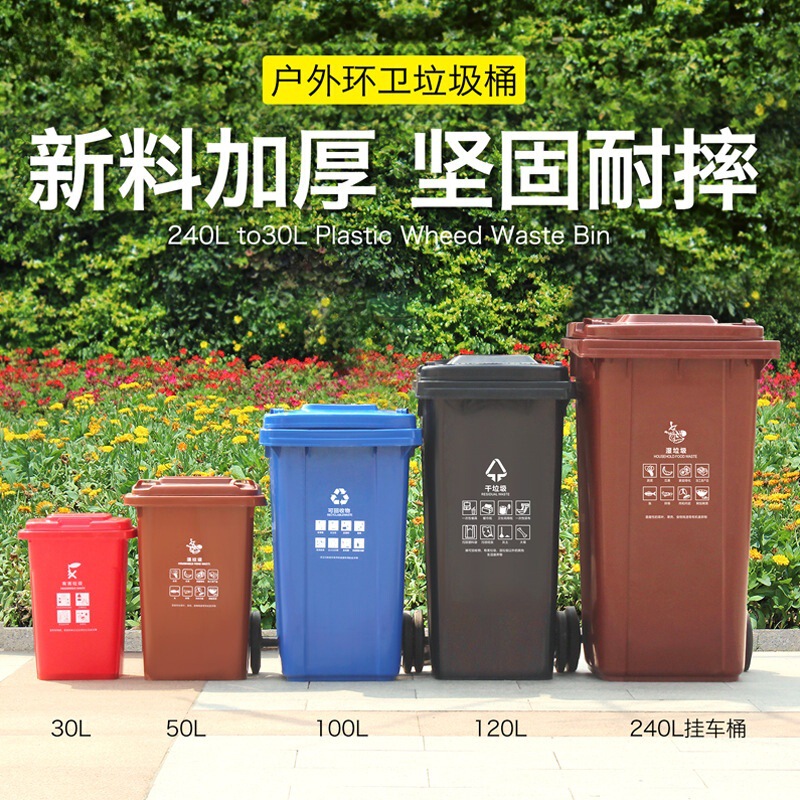 Outdoor Large Wet and Dry Trash Bins, Classified Sanitation Bins, Thickened and Large Capacity, Suitable for Community Garbage Stations and City Streets Outdoor Large Wet and Dry Trash Bins, Classified Sanitation Bins, Thickened and Large Capacity, Suitable for Community Garbage Stations and City Streets