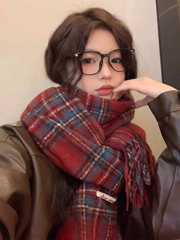 Winter scarf, universal keep warm atmospheric cloak with tassels for elementary school students for beloved, Korean style
