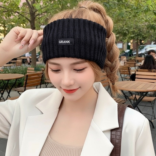 Feminine Fashionable Universal Autumn/Winter Ins Style Solid Color Woolen Headband Windproof and Warm Head Scarf Knitted Hair Band