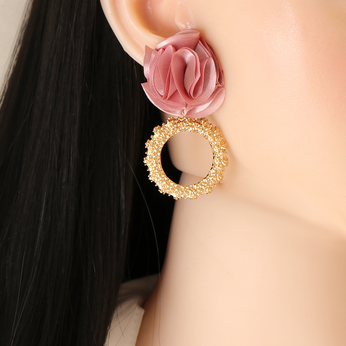 New Multilayer Chiffon Cloth Lace Flower Earrings display picture 13