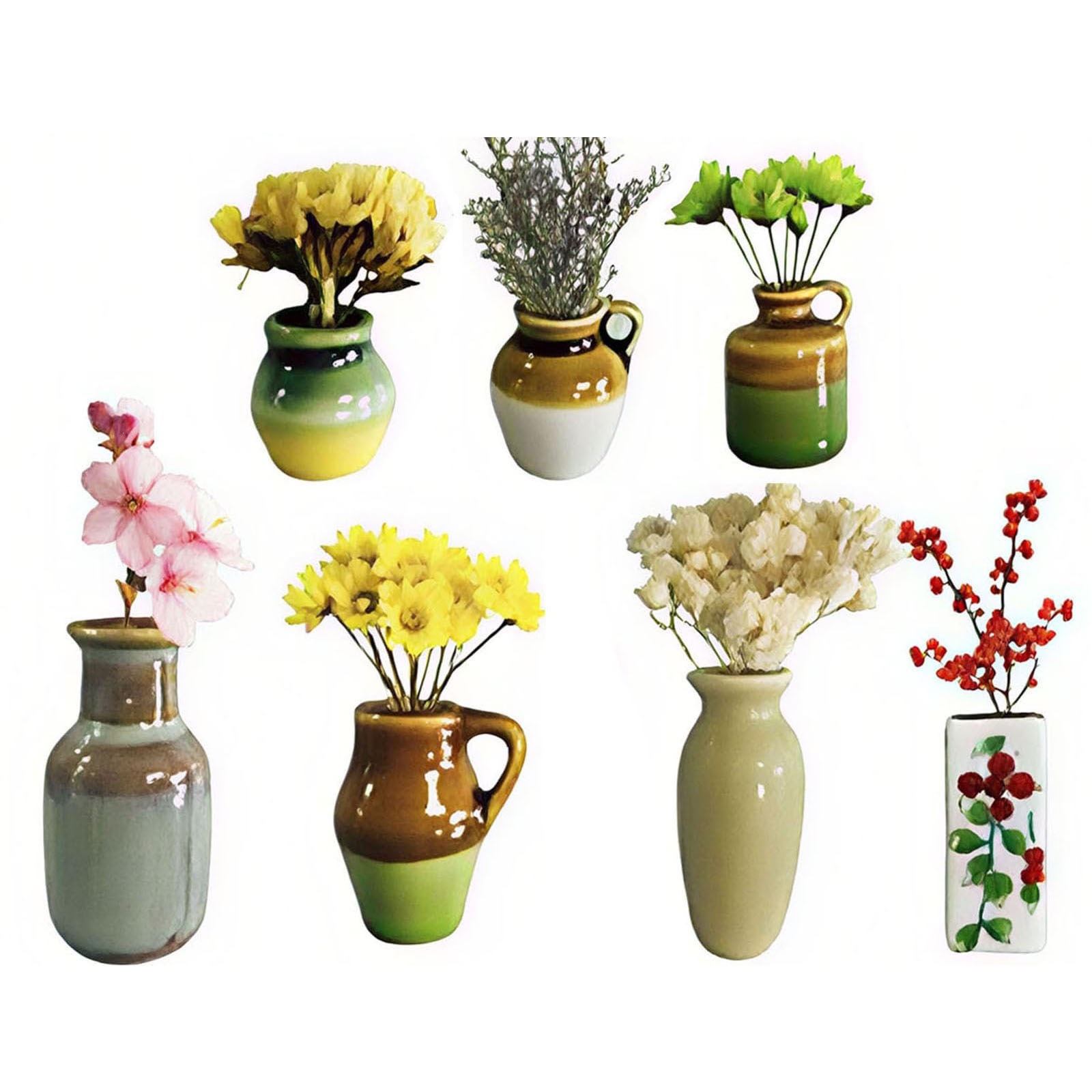 Mini vasos de adsorción transfronterizos refrigerador pegatinas decoraciones ins cerámica mosaico mini vasos de flores para gatos deben recolectar botellas