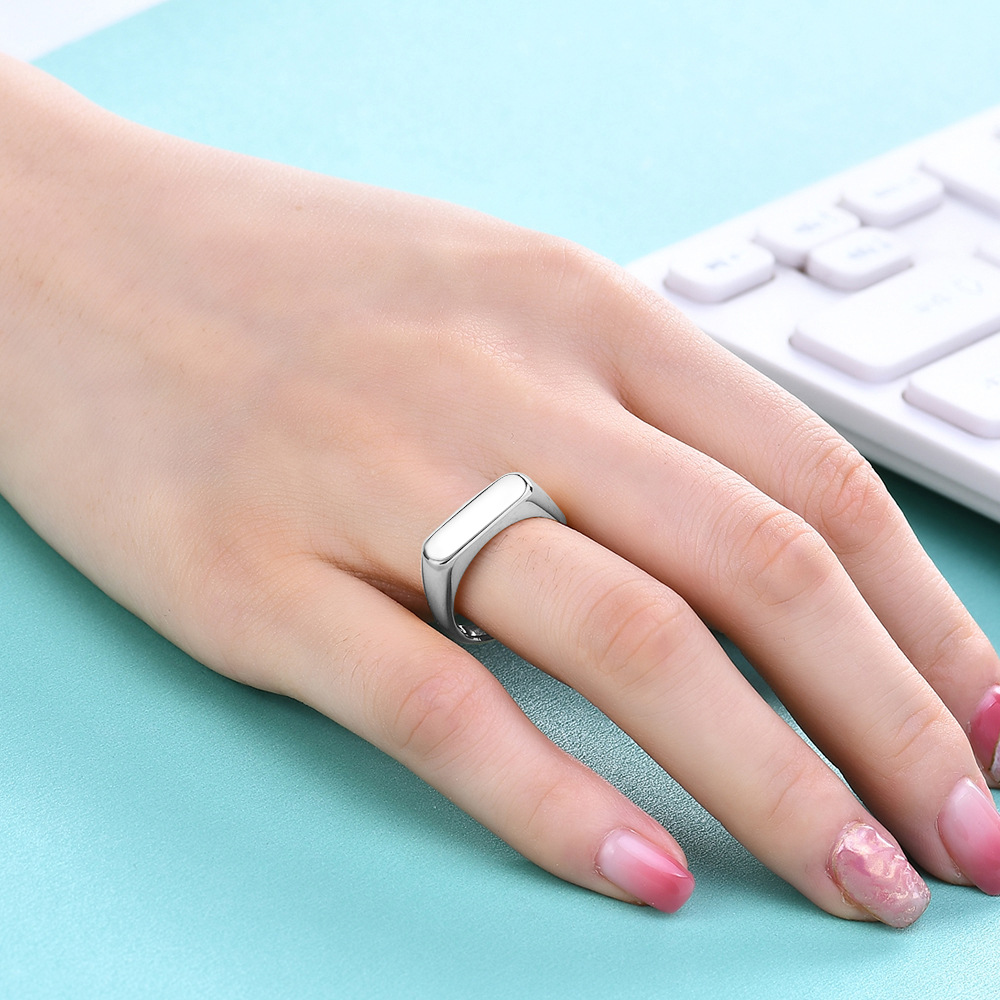 Simple Style Geometric Titanium Steel Enamel Shell Rings 1 Piece