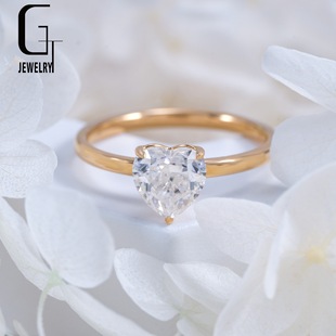14K Gold Ring Women's Fashion Trendy High-End Heart-Shaped 1 Carat Moissanite Proposal and Wedding Certificate