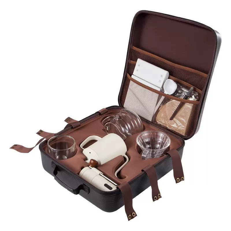 户外旅行箱便携式咖啡壶手冲壶咖啡套装手摇磨豆机组合礼品套装