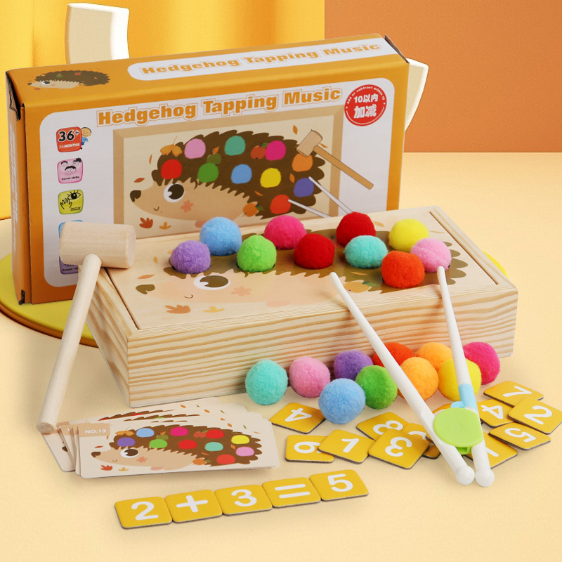 Montessori kindergarten educación temprana Arco Iris golpeando Mesa música golpeando pila hámster martillo clip cuentas juguetes educativos