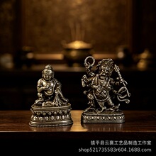仿古白铜大黑天财神佛像桌面小摆件做旧藏佛六臂玛哈嘎拉装饰摆件