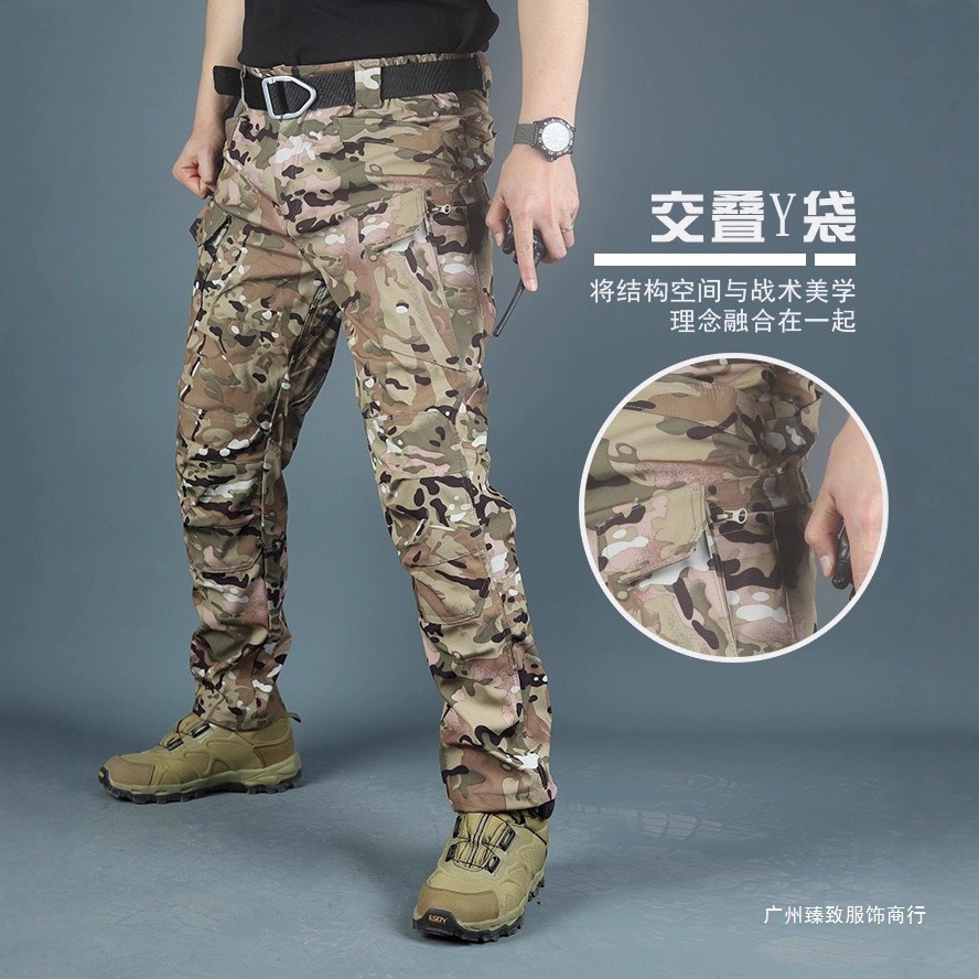 Factory Direct Sales Cross-Border Spring and Autumn Outdoor Tactical Pants Camouflage Waterproof Assault Pants Men's Mountaineering Multi-Pocket Cargo Pants Trendy