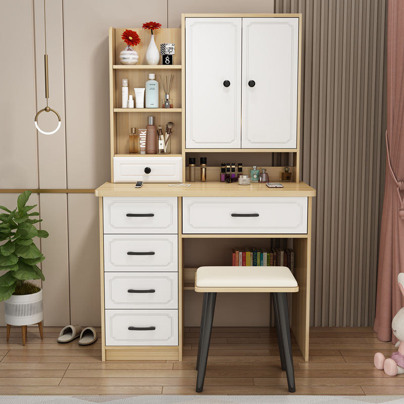 Nórdico blanco red red comedor dormitorio pequeño armario tabla plegable espejo escondido inteligente simple lámpara LED