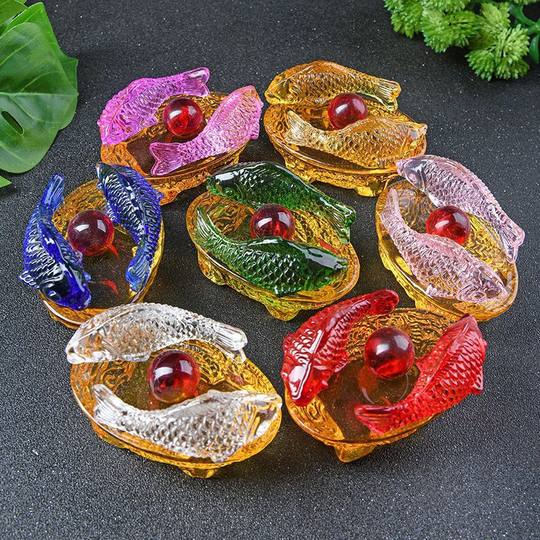 Lucking for Wealth and Blessing Citrine Fish Ornaments Home Opening Study Entrance Living Room Annual Fish High-end Decorative Gifts