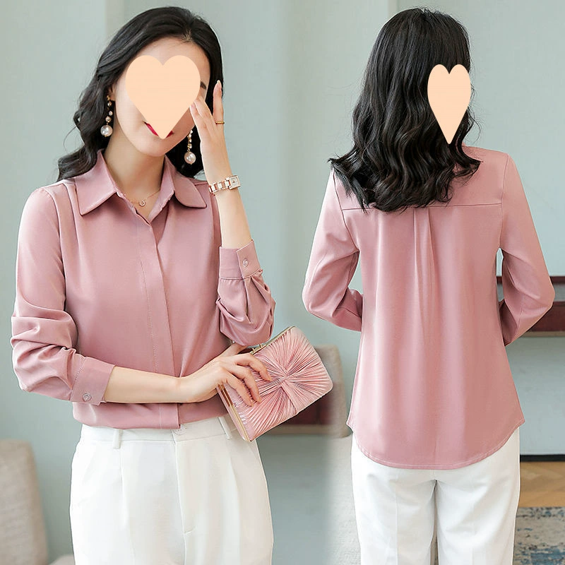 Рубашки больших размеров для мам, летняя одежда, высококачественная атласная модная свободная одежда с длинными рукавами, новая весенне-осенняя профессиональная женская одежда.
